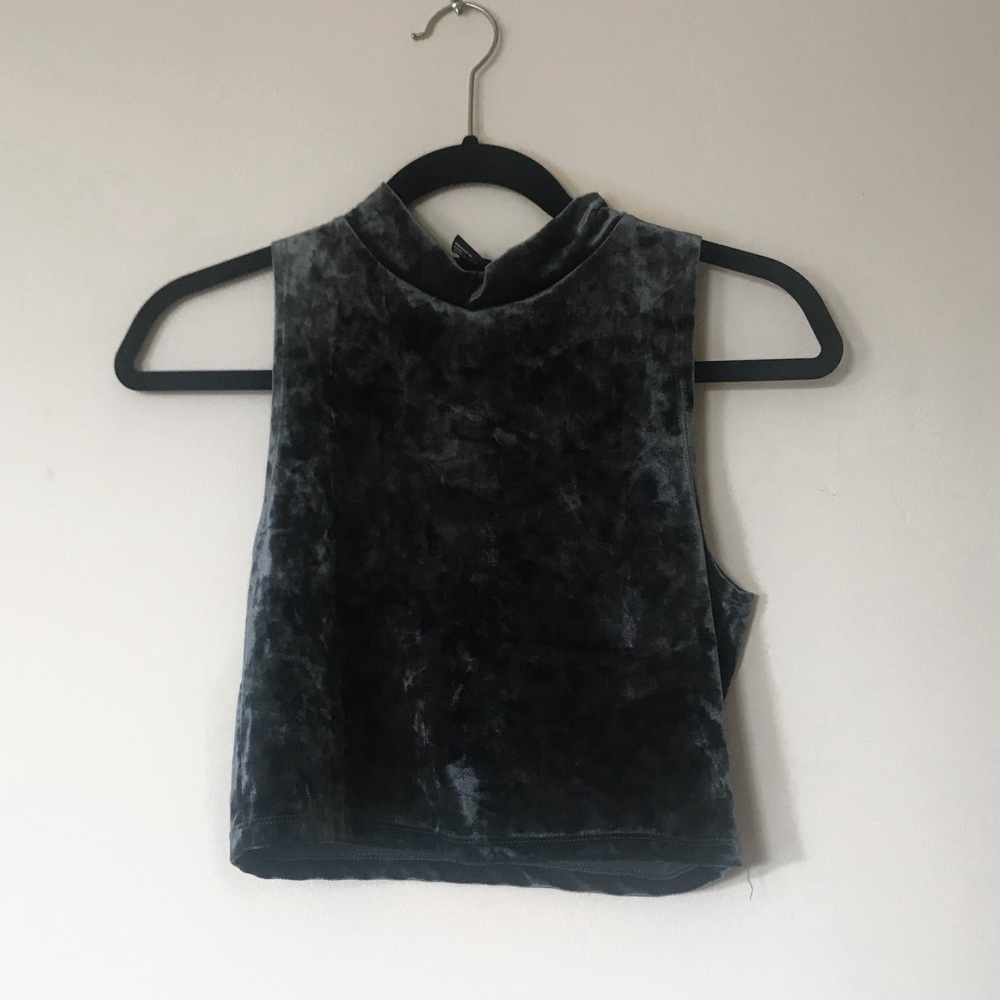 Forever 21 Blue Velvet Turtleneck Crop Top